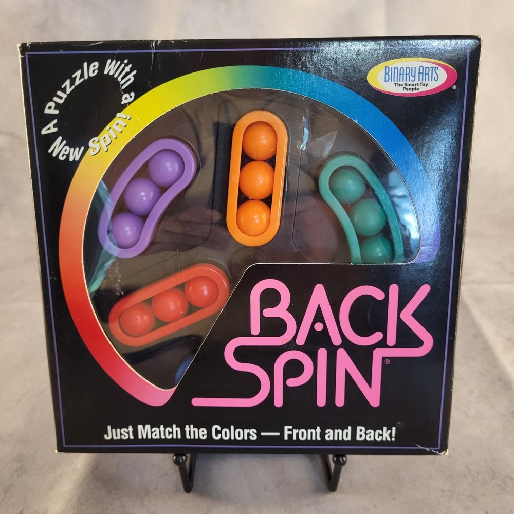 Vtg New Back Spin Hand Held Game Match Marble Colors Puzzle Brain Binary Arts